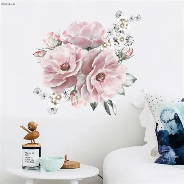 Różowe kwiatowe naklejki na ścianę BLOOM