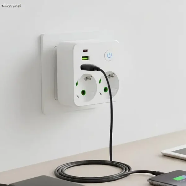 EU rozdzielacz zasilania z portami USB PLUGIN