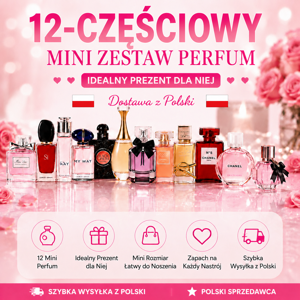 12-częściowy zestaw mini perfum – idealny prezent dla niej