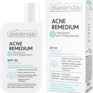 BIELENDA, Acne Remedium, krem do twarzy, nawilżająco-ochronny, SPF 50, 40 ml