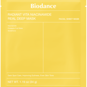 Biodance, Radiant Vita Niacinamide Real Deep, maska w płachcie, hydrożelowa, rozświetlająca, 1 szt.