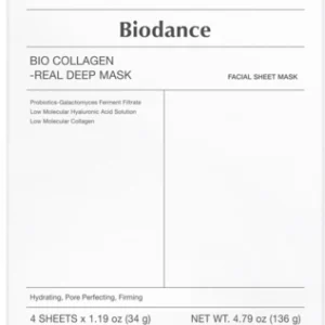 Biodance, Bio Collagen-Real Deep, maski w płachcie, hydrożelowe, kolagenowe, ujędrniające, 4 szt.