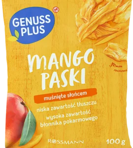 GENUSS PLUS, suszone mango, w paskach, 100 g