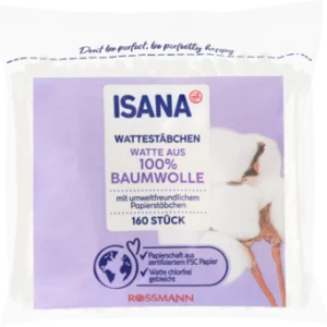 Isana, patyczki higieniczne, 100% bawełny, sezonowe, 160 szt.