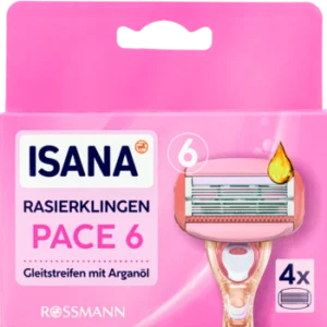 Isana, wkłady do maszynki do golenia, 6-ostrzowe, dla kobiet, 4 szt.