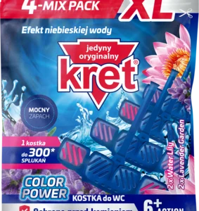 Kret, Color Power, zawieszki do WC, barwiące wodę, 2x Water Lily, 2x Lavender Garden, 4x40 g