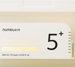 Numbuzin, No.5+ Glutathione, płatki do twarzy z tonerem, nawilżająco-złuszczające, z witaminami i Niacynamidem, 180 ml