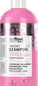 so!flow by Vis Plantis, szampon do włosów, koloryzujący, nadający różowe refleksy, zapach słodkich malin i poziomek, 300 ml