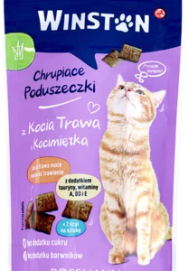 WINSTON, karma uzupełniająca dla dorosłych kotów, chrupiące poduszeczki nadziewane kocią trawą i kocimiętką, 50 g